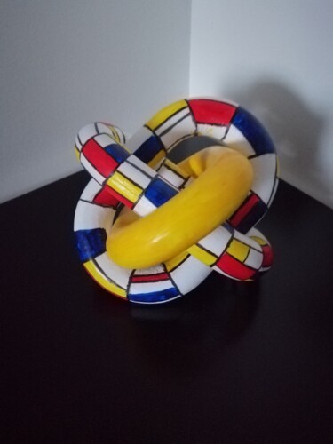 Γλυπτική με τίτλο "Mondrian bow" από Carole Carpier, Αυθεντικά έργα τέχνης, Ξύλο
