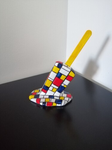 Sculpture titled "Mondrian popsicle" by Carole Carpier, Original Artwork, Resin