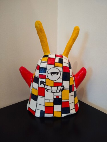 Sculpture titled "Monster Mondrian" by Carole Carpier, Original Artwork, Acrylic