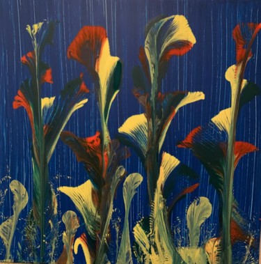 Painting titled "flowers" by Christine Derensis, Original Artwork, Acrylic