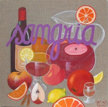 Peinture intitulée "Sangria" par C Comme Cathy D Comme Domi, Œuvre d'art originale