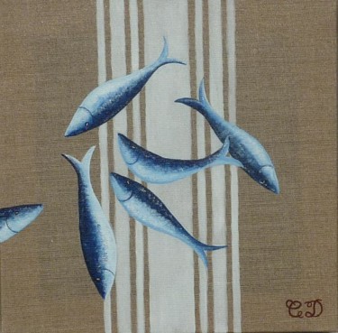 Peinture intitulée "Les sardines" par C Comme Cathy D Comme Domi, Œuvre d'art originale