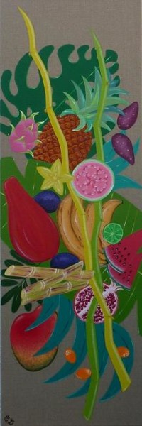 Peinture intitulée "Fruits exotiques" par C Comme Cathy D Comme Domi, Œuvre d'art originale