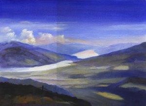 Painting titled "Two Scottish Lochs;…" by Christine Derrick, Original Artwork, Oil