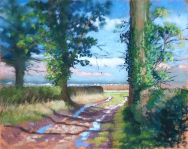 Painting titled "Quiet Country Lane" by Christine Derrick, Original Artwork
