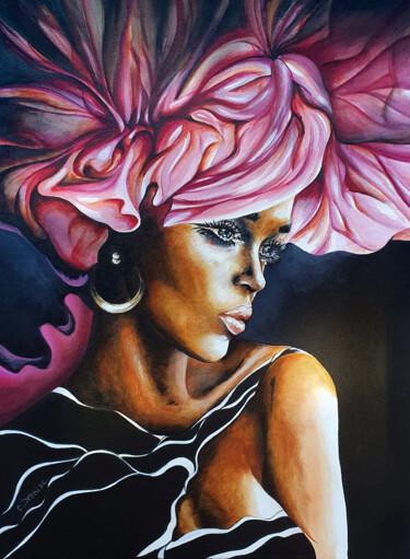 Painting titled "African Rose" by Candice Dethise, Original Artwork, Acrylic Mounted on Wood Stretcher frame
