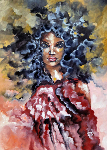 Peinture intitulée "African witch" par Candice Dethise, Œuvre d'art originale, Huile