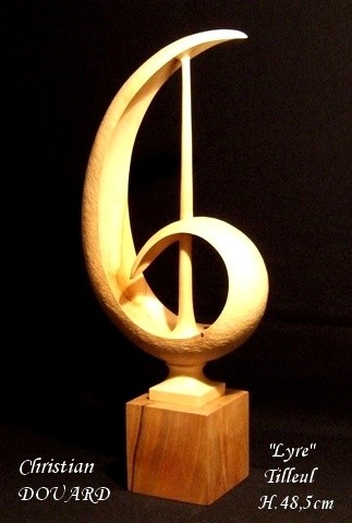 Sculpture titled "Lyre" by Christian Douard, Original Artwork, Wood