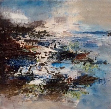 Painting titled "paysage abstrait su…" by Corinne Dubosque, Original Artwork, Oil