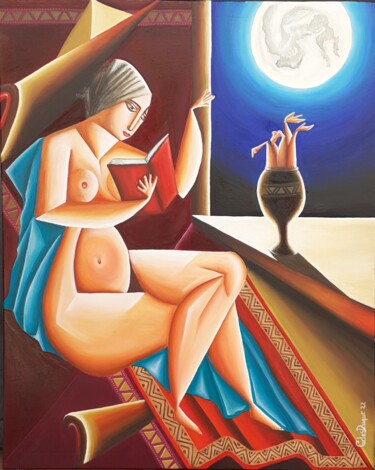 Painting titled "Mujer Mágica" by Carlos Duque, Original Artwork, Oil