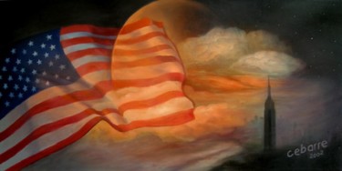 Painting titled "America first versi…" by Cebarre, Original Artwork, Oil
