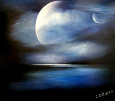 Painting titled "Blue light" by Cebarre, Original Artwork, Oil