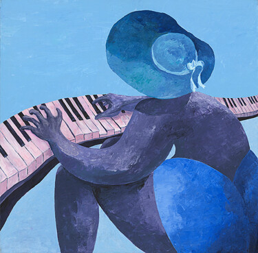 Malerei mit dem Titel "PIANO CELESTE" von Cébé, Original-Kunstwerk, Acryl