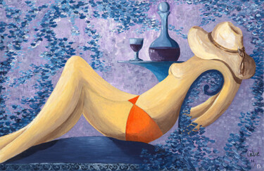 Painting titled "SIESTE À PORTO" by Cébé, Original Artwork, Acrylic