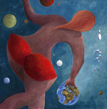 Painting titled "BIG-BANG BOWLING" by Cébé, Original Artwork, Acrylic