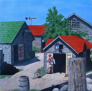 Painting titled "Fish Town" by Cecil Williams, Original Artwork, Oil