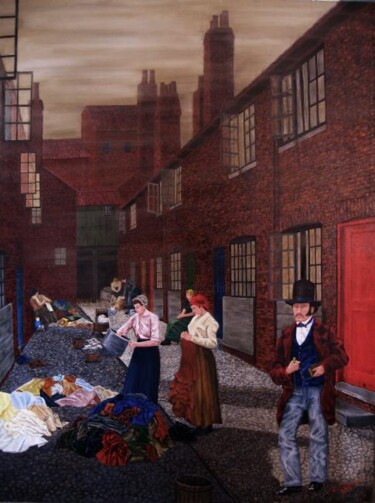 Painting titled "Dicken's London: Wa…" by Cecil Williams, Original Artwork, Oil