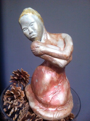 Sculpture intitulée "Pensées..." par Cécile Aubert, Œuvre d'art originale, Terre cuite