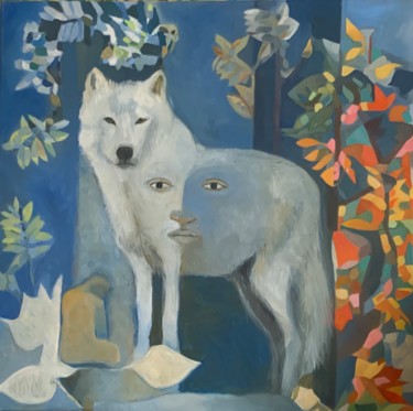 Schilderij getiteld "Forêt" door Cecile Augis, Origineel Kunstwerk, Olie
