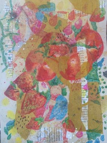 Desenho intitulada "Frits rouges" por Cecile Augis, Obras de arte originais, Canetac de aerossol Montado em Cartão