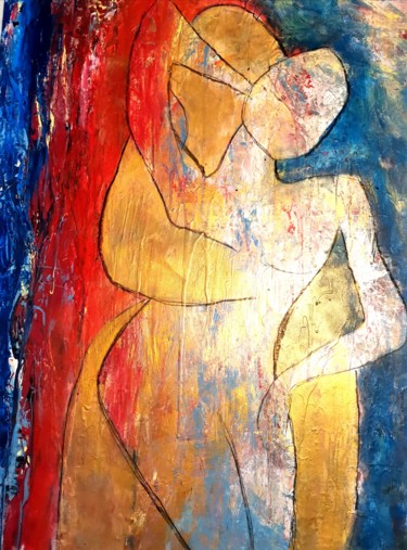 Painting titled "Femme et homme" by Cécile Corso, Original Artwork, Acrylic