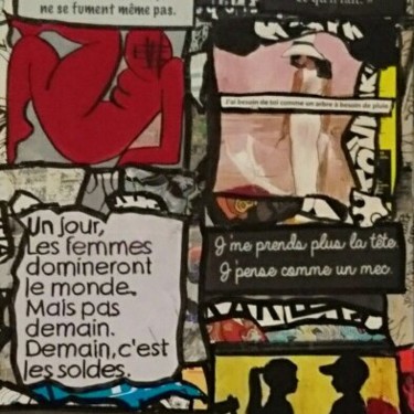 Collages intitulée "Second Degré" par Cécile De Las Candelas, Œuvre d'art originale, Acrylique Monté sur Châssis en bois