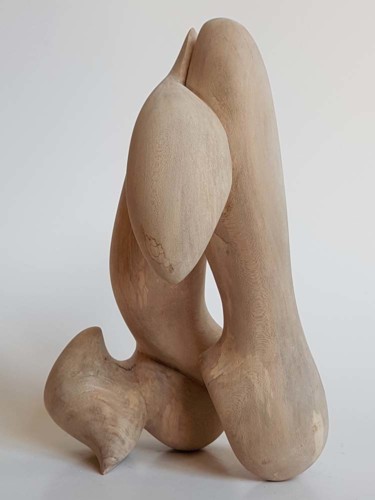 Sculptuur getiteld "La Pause" door Cécile Devezeaux De Lavergne, Origineel Kunstwerk, Hout