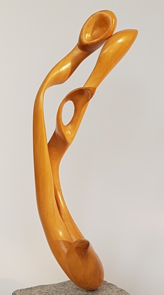 Skulptur mit dem Titel "Let's Go" von Cécile Devezeaux De Lavergne, Original-Kunstwerk, Holz