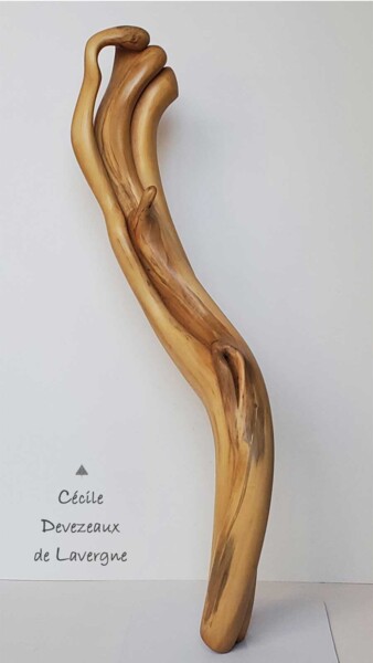 Скульптура под названием "Féminin" - Cécile Devezeaux De Lavergne, Подлинное произведение искусства, Дерево