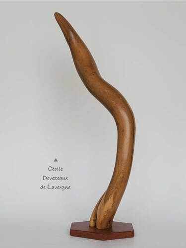 Escultura intitulada "Oiseau Abstrait" por Cécile Devezeaux De Lavergne, Obras de arte originais, Madeira