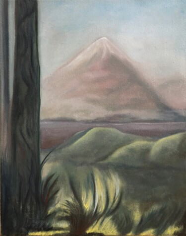 Painting titled "Montana Colorada" by Cécile Dinge, Original Artwork, Oil Mounted on Wood Stretcher frame
