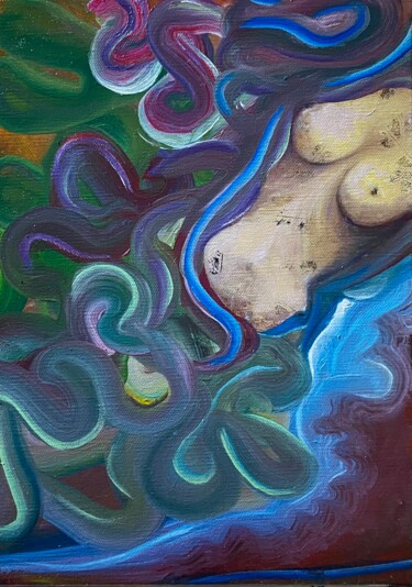 Картина под названием "Immersion" - Cécile Dinge, Подлинное произведение искусства, Масло Установлен на Деревянная рама для…