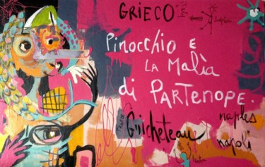 Ζωγραφική με τίτλο "pinocchio e la mali…" από Cecile Guicheteau, Αυθεντικά έργα τέχνης, Ακρυλικό