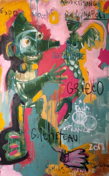 Pittura intitolato "affiche expo 4" da Cecile Guicheteau, Opera d'arte originale, Acrilico