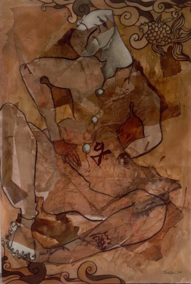 Painting titled "sans titre" by Cecile Guicheteau, Original Artwork, Acrylic