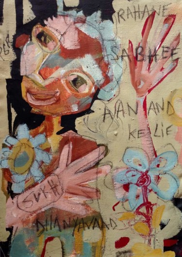 Malerei mit dem Titel "Aanand ke lie" von Cecile Guicheteau, Original-Kunstwerk, Acryl