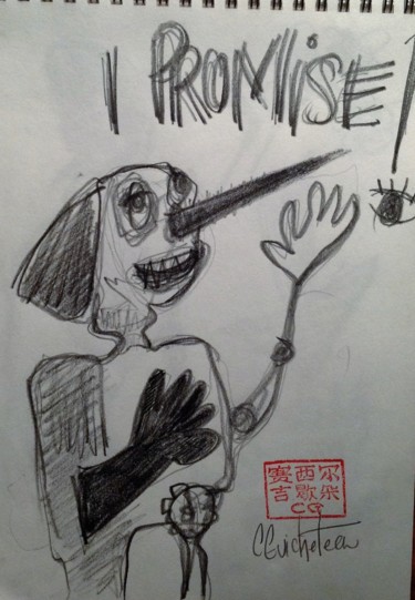 Dessin intitulée "I promise, dessin" par Cecile Guicheteau, Œuvre d'art originale, Crayon