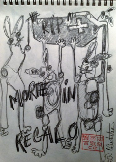 Drawing titled "Morte in regalo" by Cecile Guicheteau, Original Artwork, Pencil