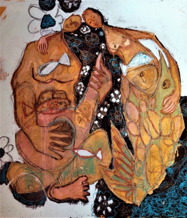 Peinture intitulée "Adelfo et Livia" par Cecile Guicheteau, Œuvre d'art originale, Acrylique Monté sur Châssis en bois