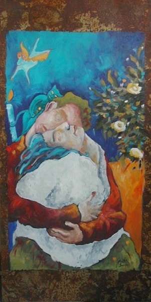 Painting titled "un-mardi-pas-comme-…" by Cecile Guicheteau, Original Artwork, Oil