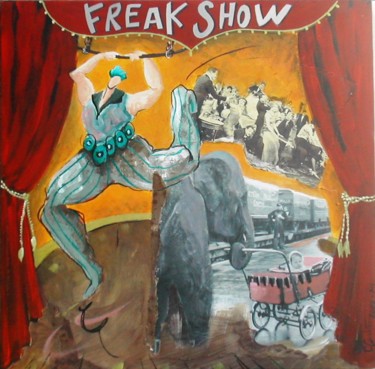 Malerei mit dem Titel "Freak Show" von Cecile Guicheteau, Original-Kunstwerk, Öl