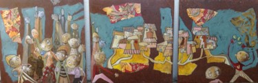 Malerei mit dem Titel "strange city" von Cecile Guicheteau, Original-Kunstwerk, Öl