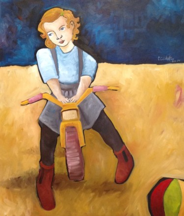 Peinture intitulée "Cécile à vélo" par Cecile Guicheteau, Œuvre d'art originale, Autre