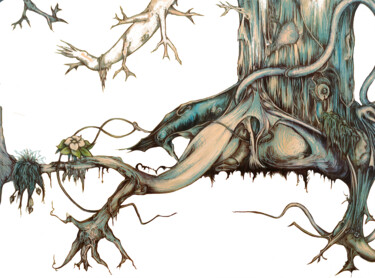 图画 标题为“Our roots” 由Cécile Jeanne Fraeye, 原创艺术品, 圆珠笔 安装在木质担架架上