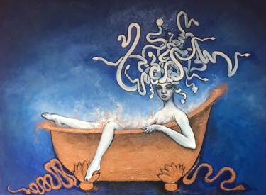 Pintura titulada "Golden bath, Medusa…" por Cécile Jeanne Fraeye, Obra de arte original, Oleo Montado en Bastidor de camilla…