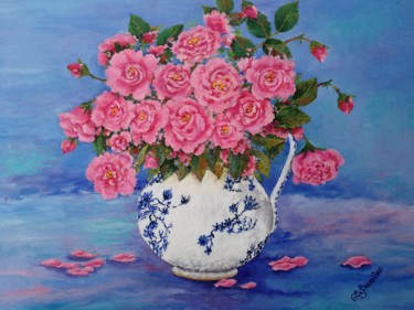 绘画 标题为“Le Bouquet de Roses” 由Cécile Labossière, 原创艺术品, 油