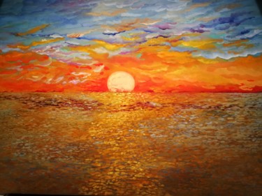 Peinture intitulée "Coucher de soleil s…" par Cécile Labossière, Œuvre d'art originale, Huile