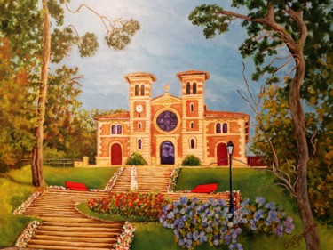 Peinture intitulée "Eglise du Moulleau…" par Cécile Labossière, Œuvre d'art originale, Huile