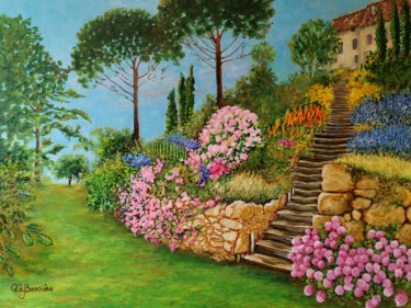 Peinture intitulée "Le Jardin" par Cécile Labossière, Œuvre d'art originale, Huile