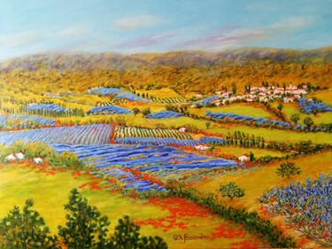 Painting titled "PANORAMA" by Cécile Labossière, Original Artwork, Oil